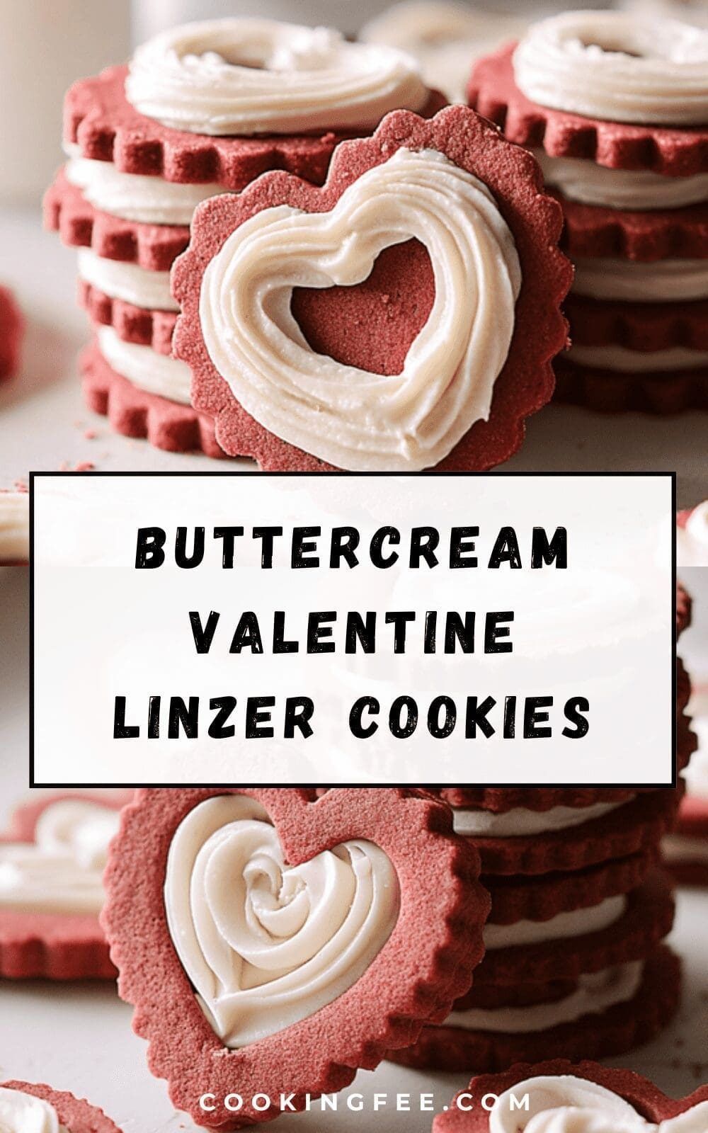 Buttercream Valentine Linzer Cookies
