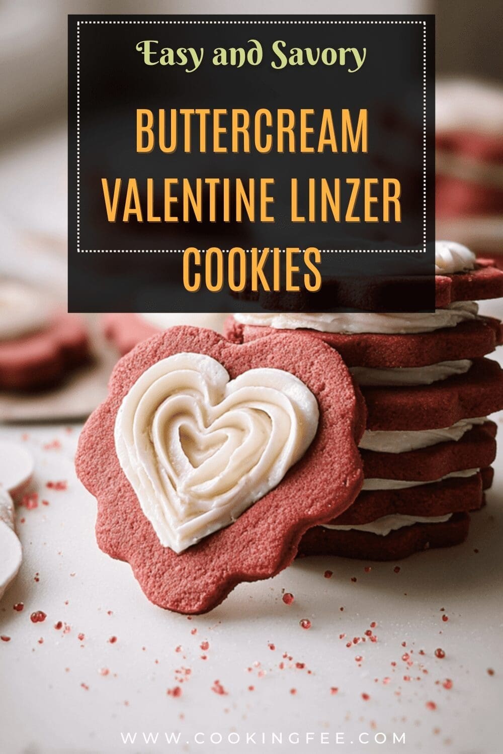 Buttercream Valentine Linzer Cookies