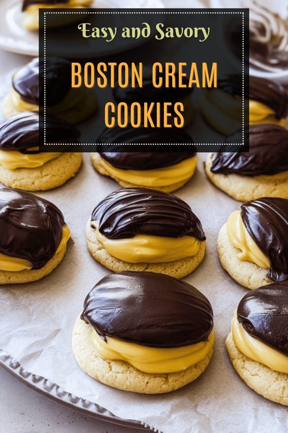 Boston Cream Cookies Recipe With Smooth Custard Filling And Chocolate Topping 7 Boston Cream Cookies