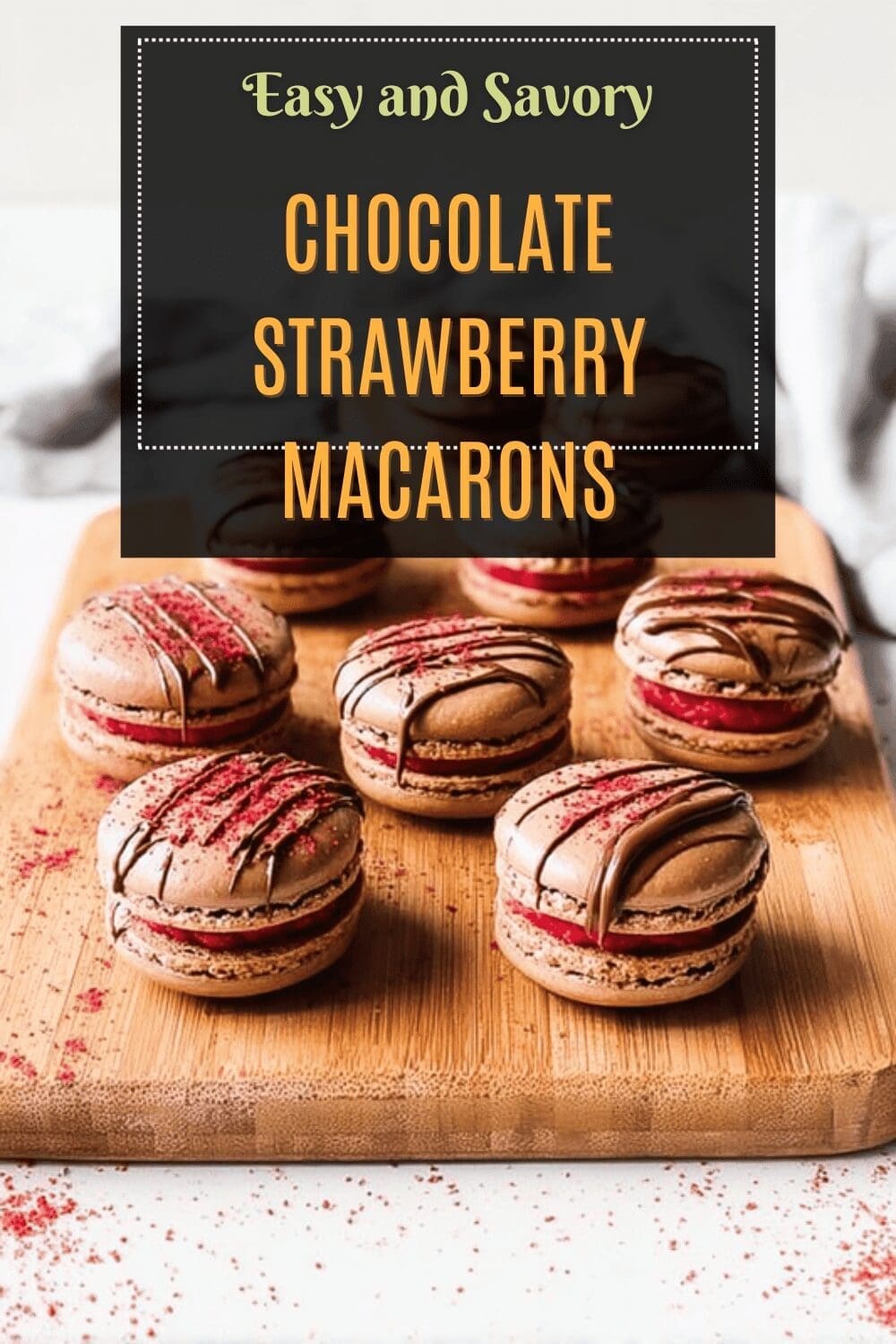 Chocolate Strawberry Macarons
