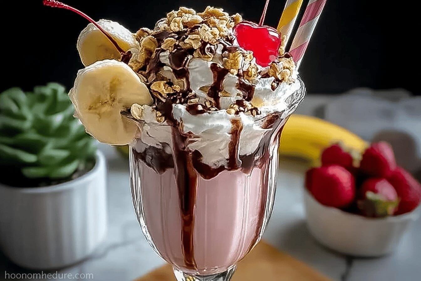 Banana Split Milkshake Recipe With Creamy Layers And Classic Flavors 6 Banana Split Milkshakes