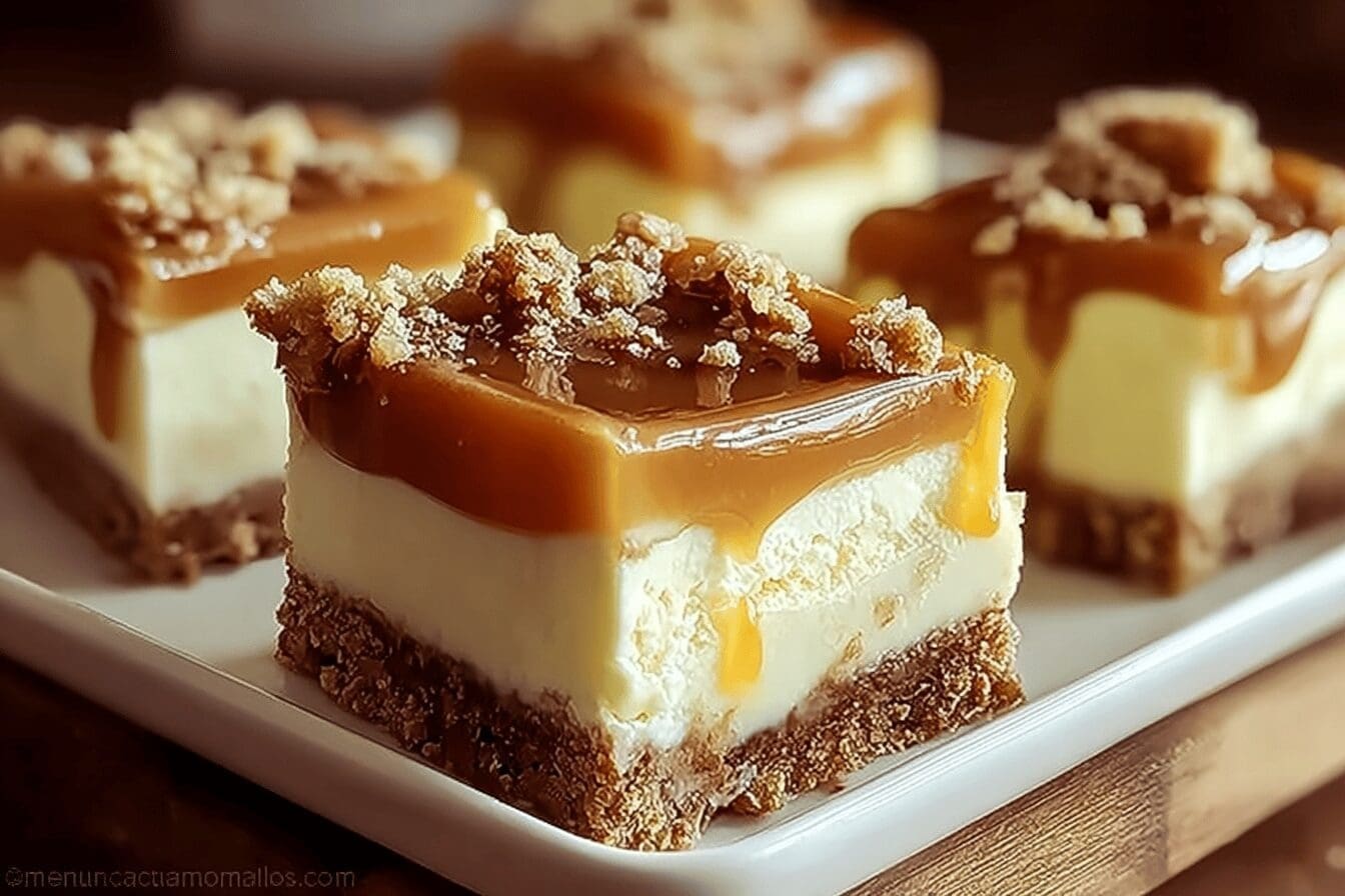 Salted Caramel Cheesecake Bars With Rich, Creamy Layers 6 Caramel Cheesecake Bars