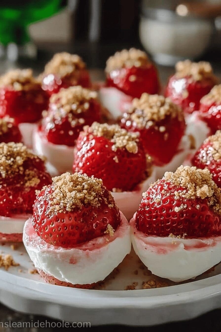Cheesecake Deviled Strawberries Recipe For A Sweet Treat 6 Cheesecake Deviled Strawberries