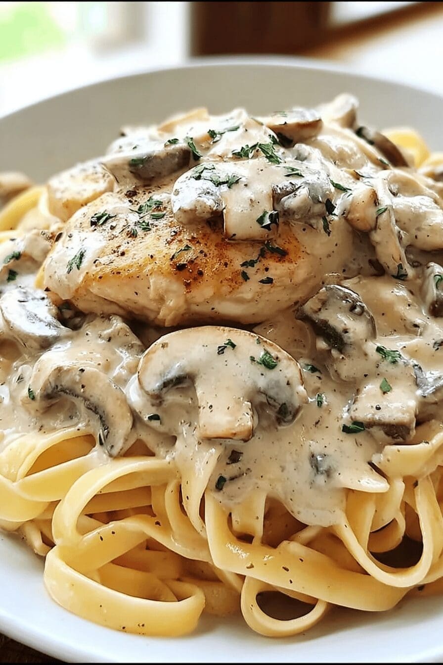 Chicken Mushroom Fettuccine Alfredo Recipe With Creamy Garlic Sauce 6 Chicken Alfredo Mushroom