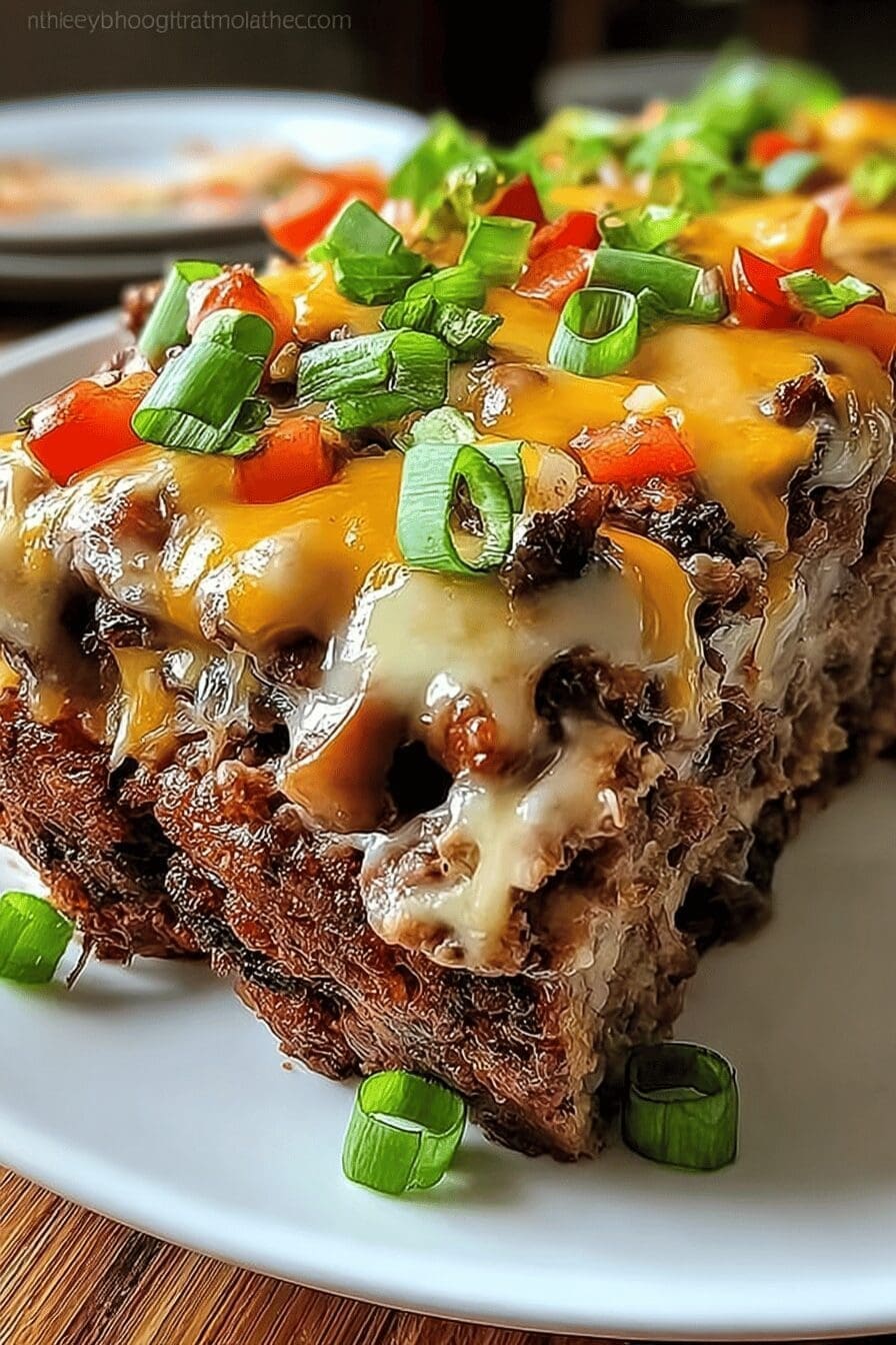 Philly Cheesesteak Meatloaf Recipe With Classic Cheese And Peppers 6 Philly Cheesesteak Meatloaf