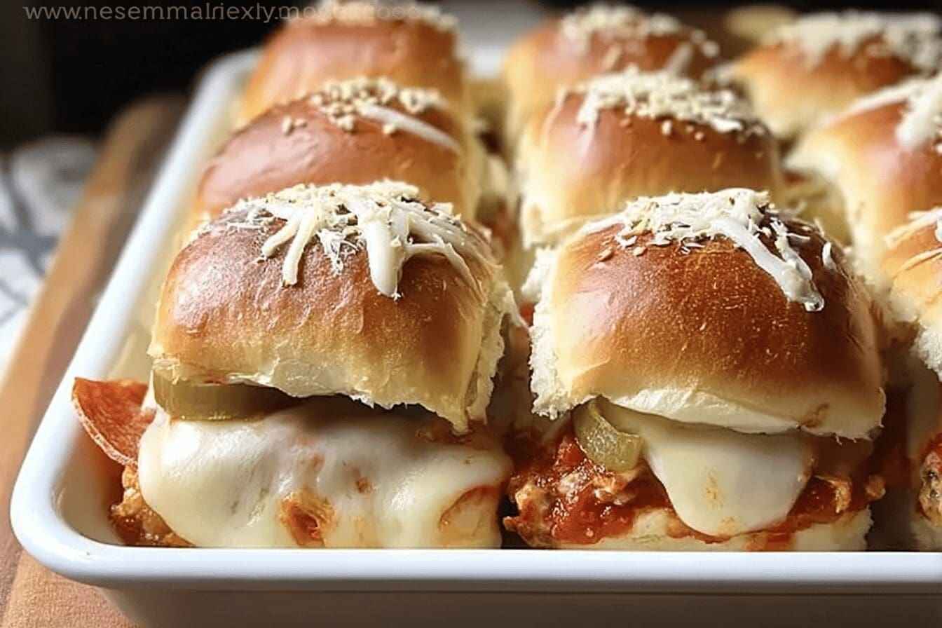 Supreme Pizza Sliders Recipe For Easy Party Snacks 6 Pizza Supreme Sliders