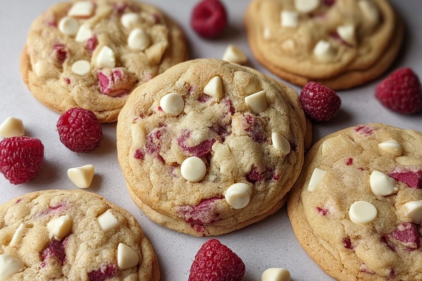 Chewy Raspberry White Chocolate Cookies