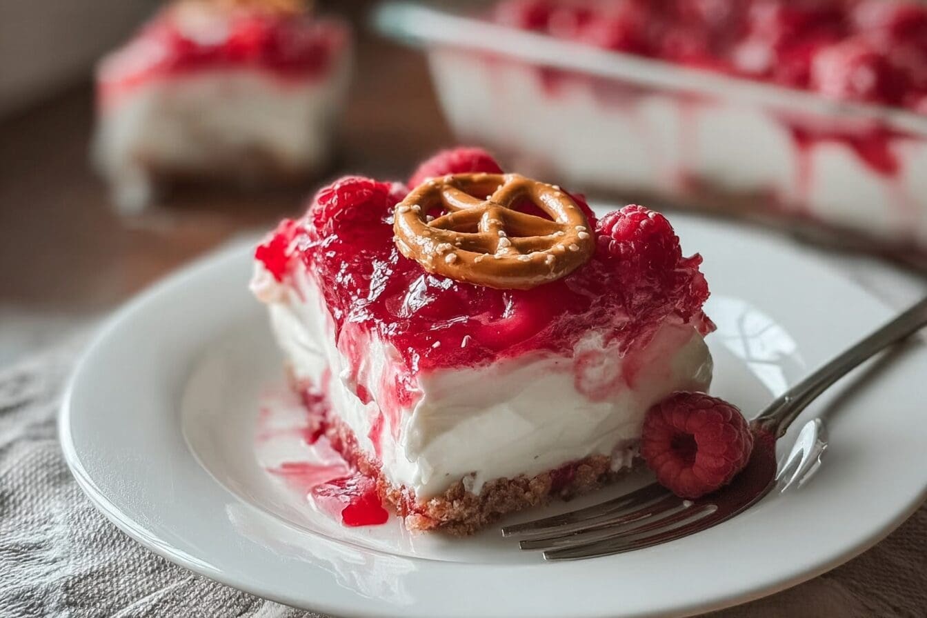 Raspberry Pretzel Jello: A Classic Crowd-Pleasing Treat 6 Creamy Raspberry Pretzel Dessert