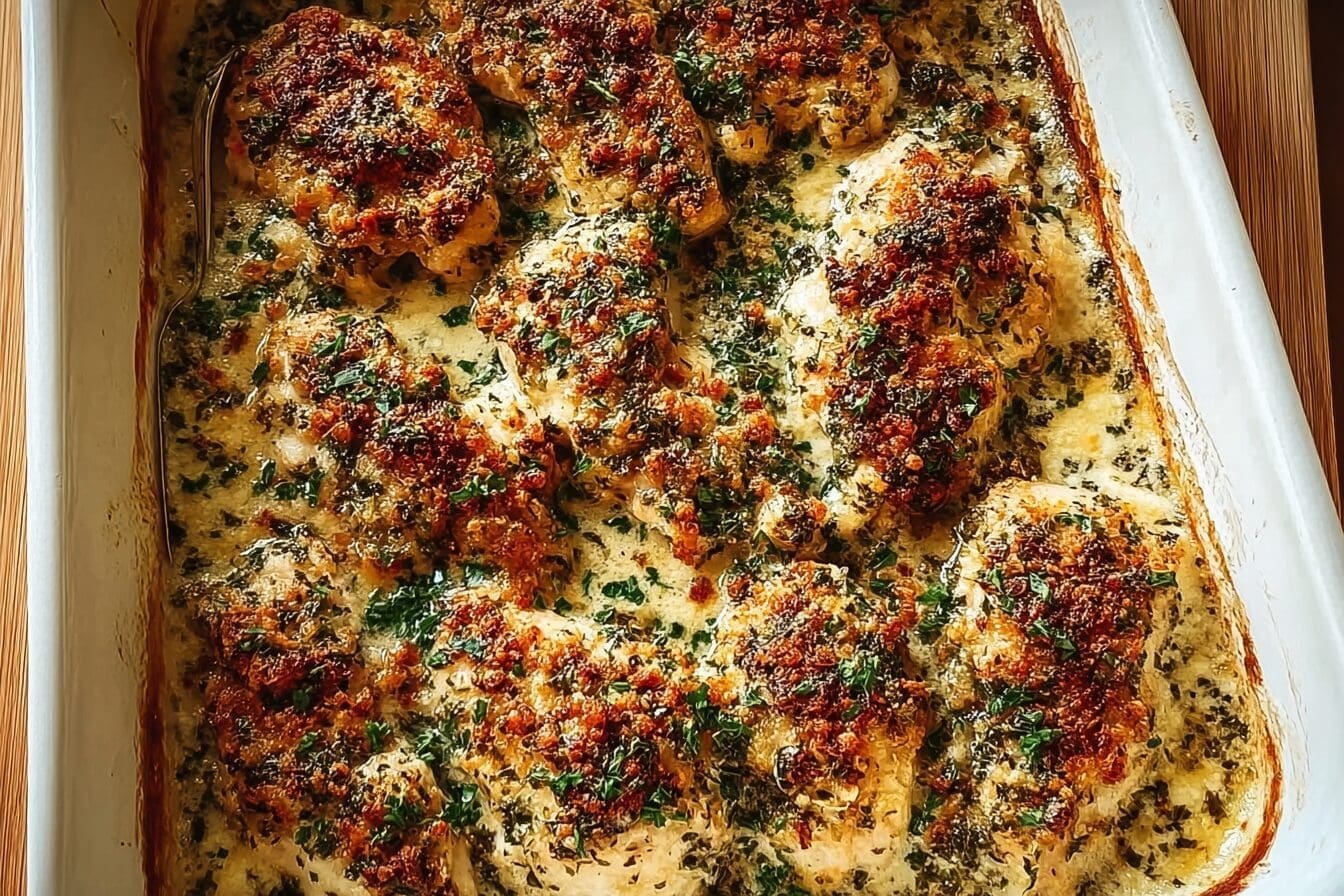 Garlic Parmesan Chicken Bake With Creamy Herb Sauce Recipe 6 Garlic Parmesan Chicken Bake