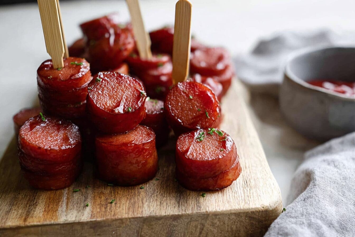 Mustard Hasselback Kielbasa Bites Recipe For Easy Party Snacks 6 Kielbasa Bites