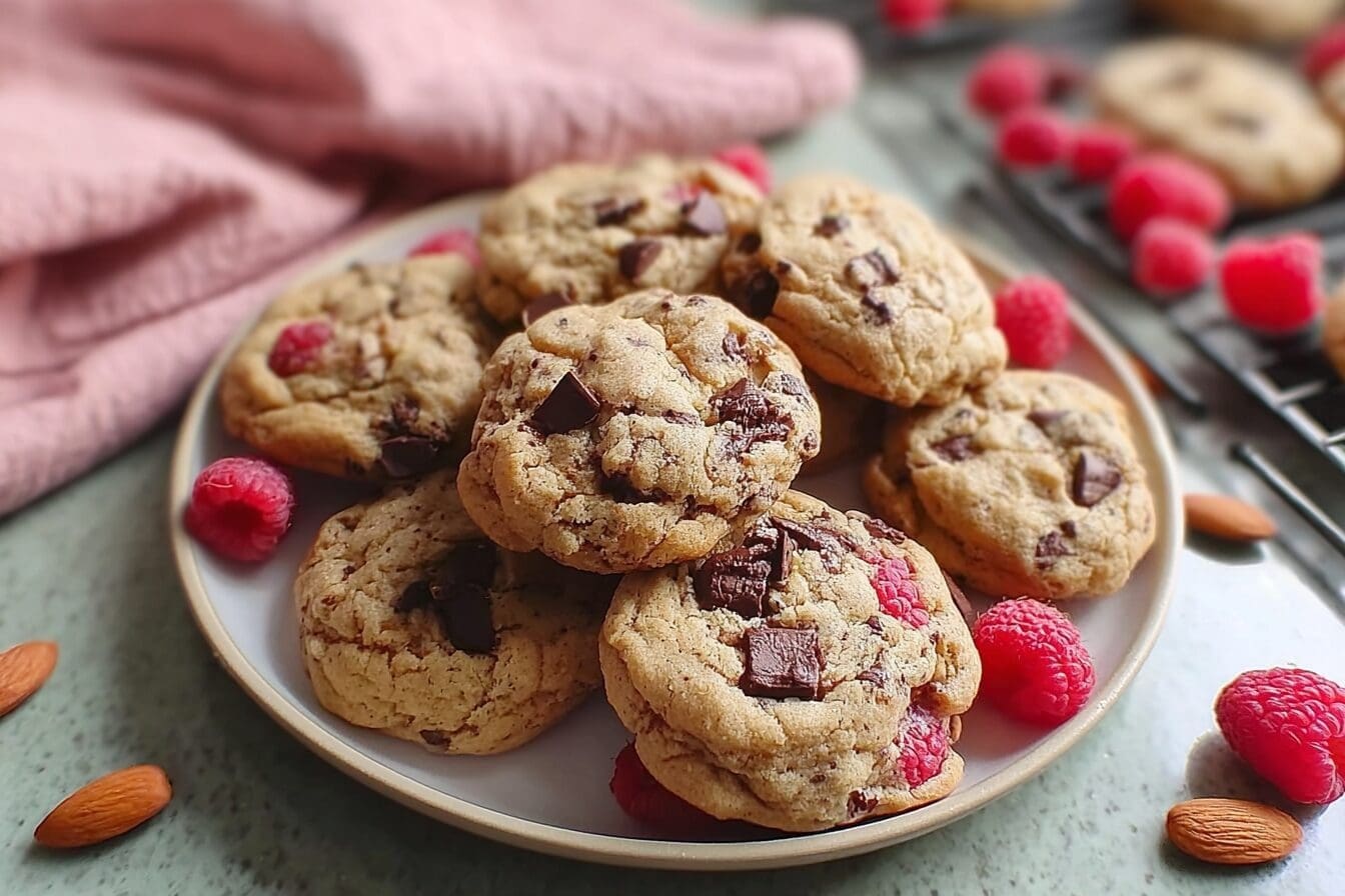Raspberry Almond Chocolate Chip Cookies