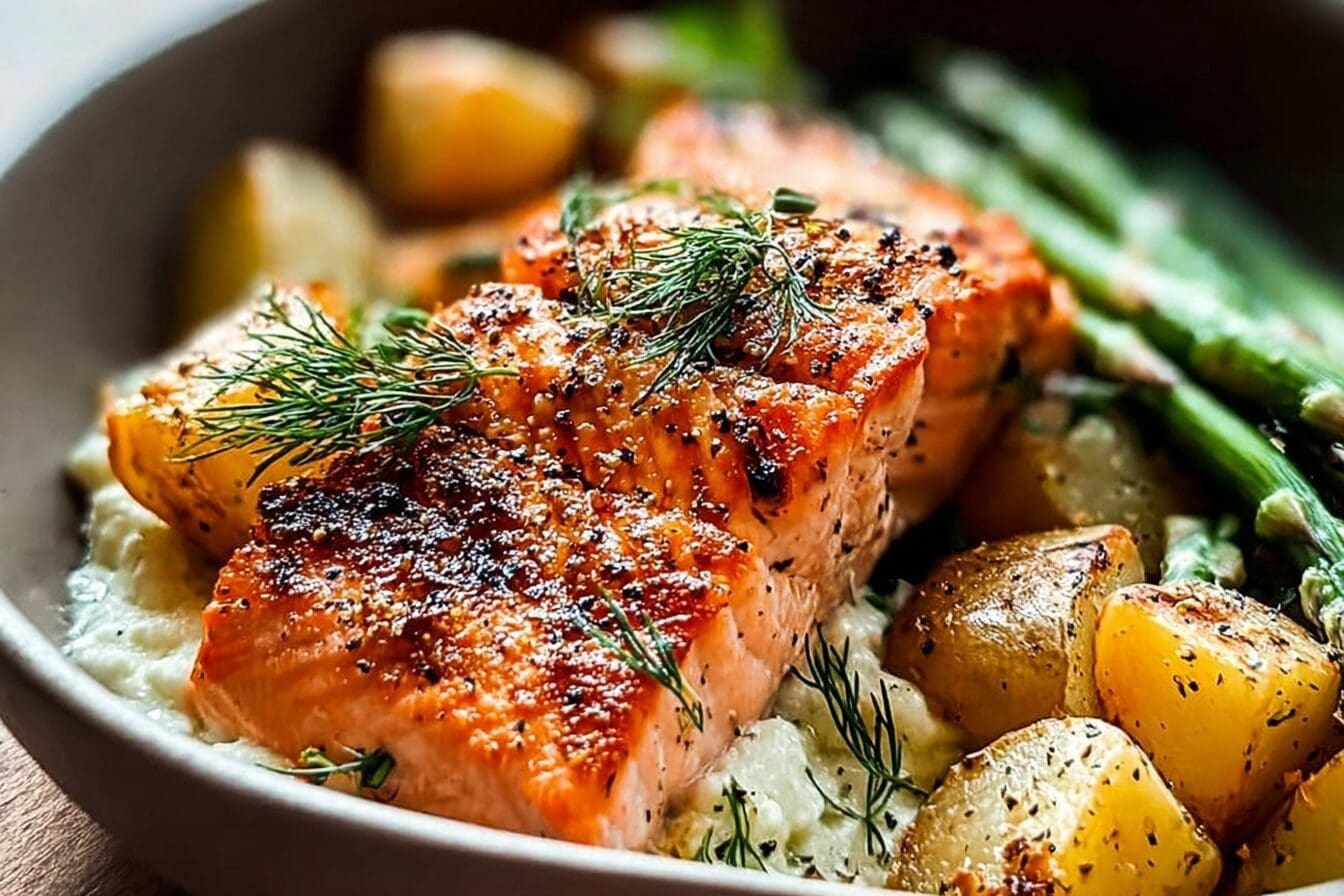 Sheet Pan Salmon With Asparagus And Crispy Potatoes Recipe 6 Sheet Pan Salmon