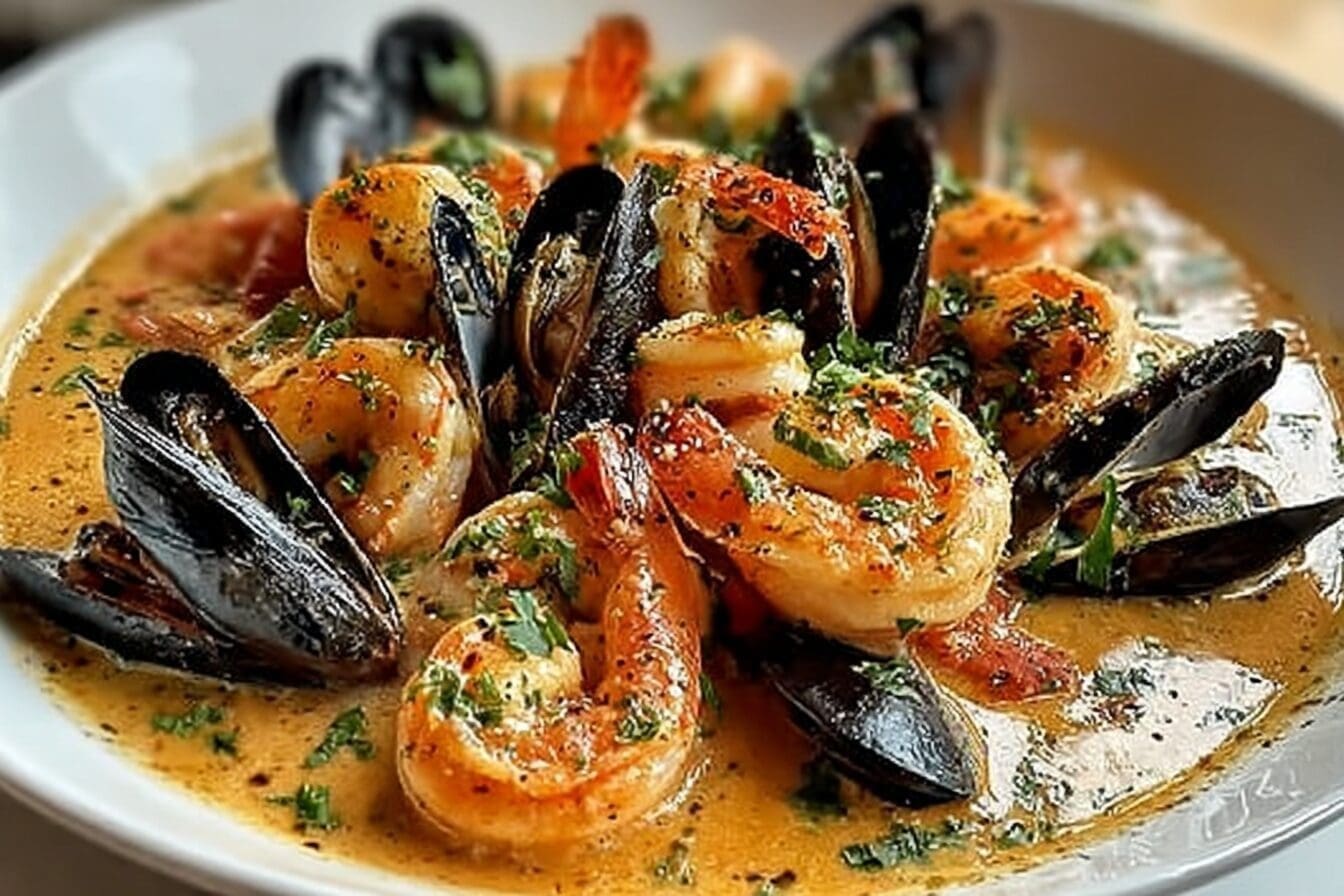 Mussels In Creamy Garlic White Wine Sauce Recipe 6 Shrimp And Mussels In Creamy Garlic Sauce