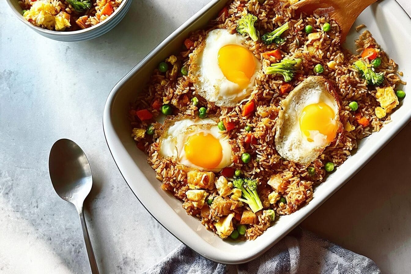 Fried Rice Quick Recipe Dump And Bake For Busy Days 6 Tray Bake Egg Fried Rice