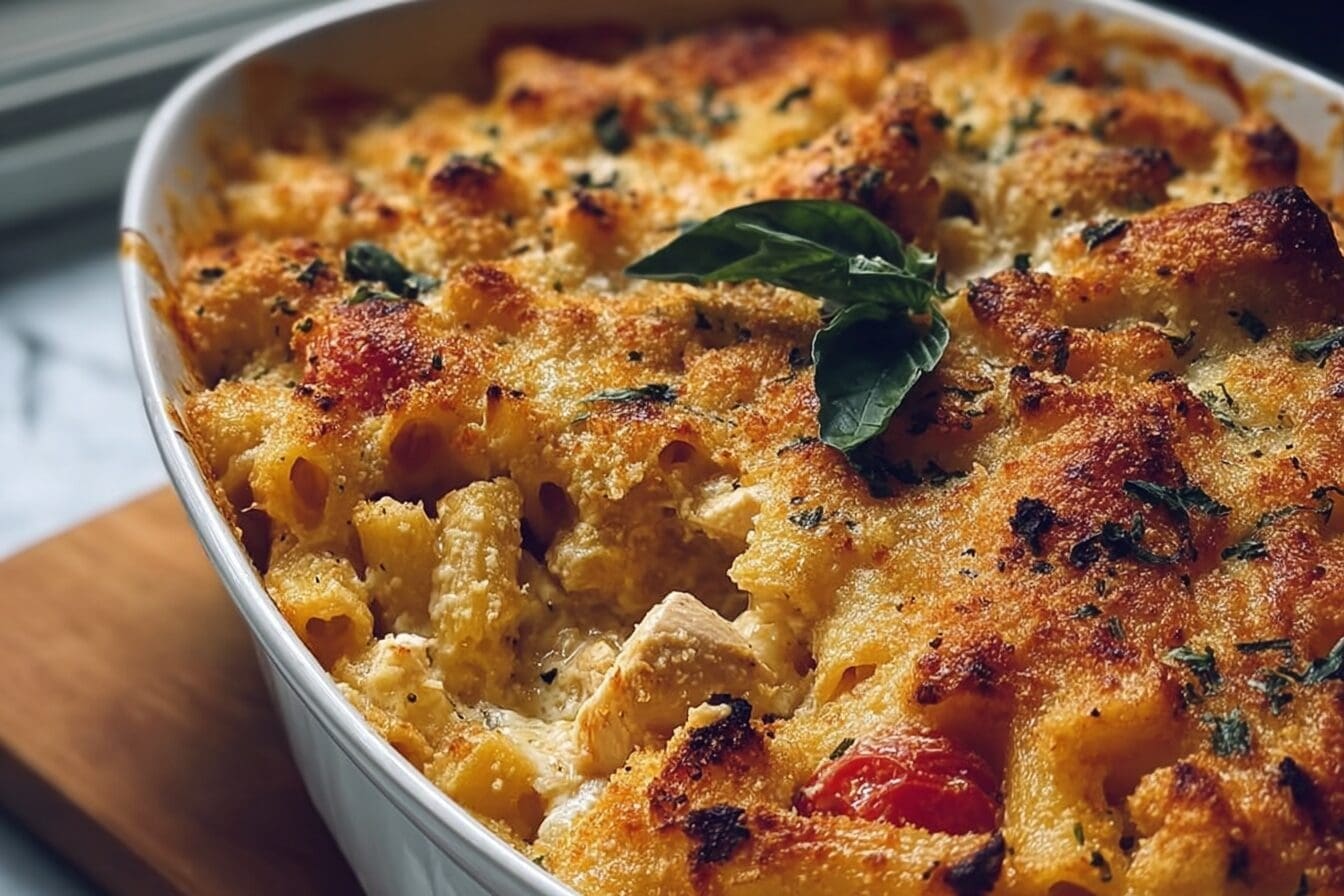 Garlic Parmesan Chicken Pasta Bake