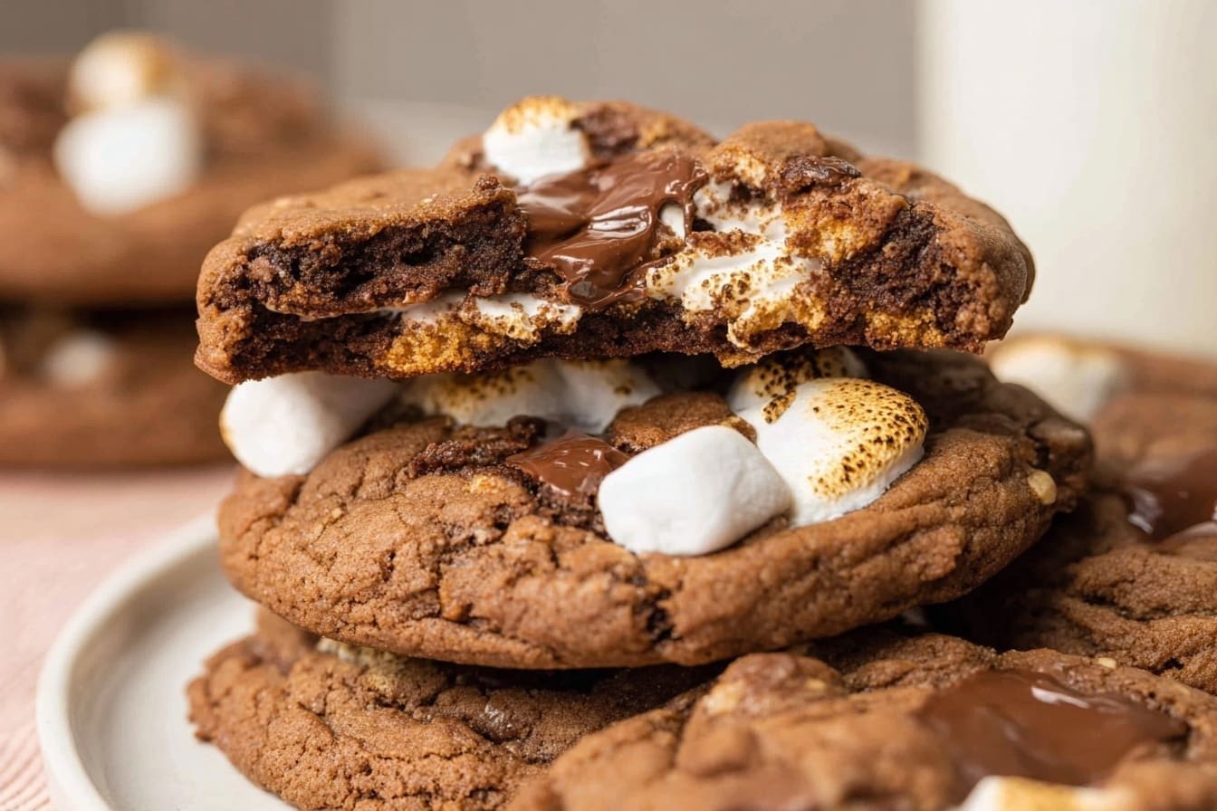 Chocolate S'Mores Cookies Gooey Marshmallow Graham Treats 6 Chocolate Smores Cookies