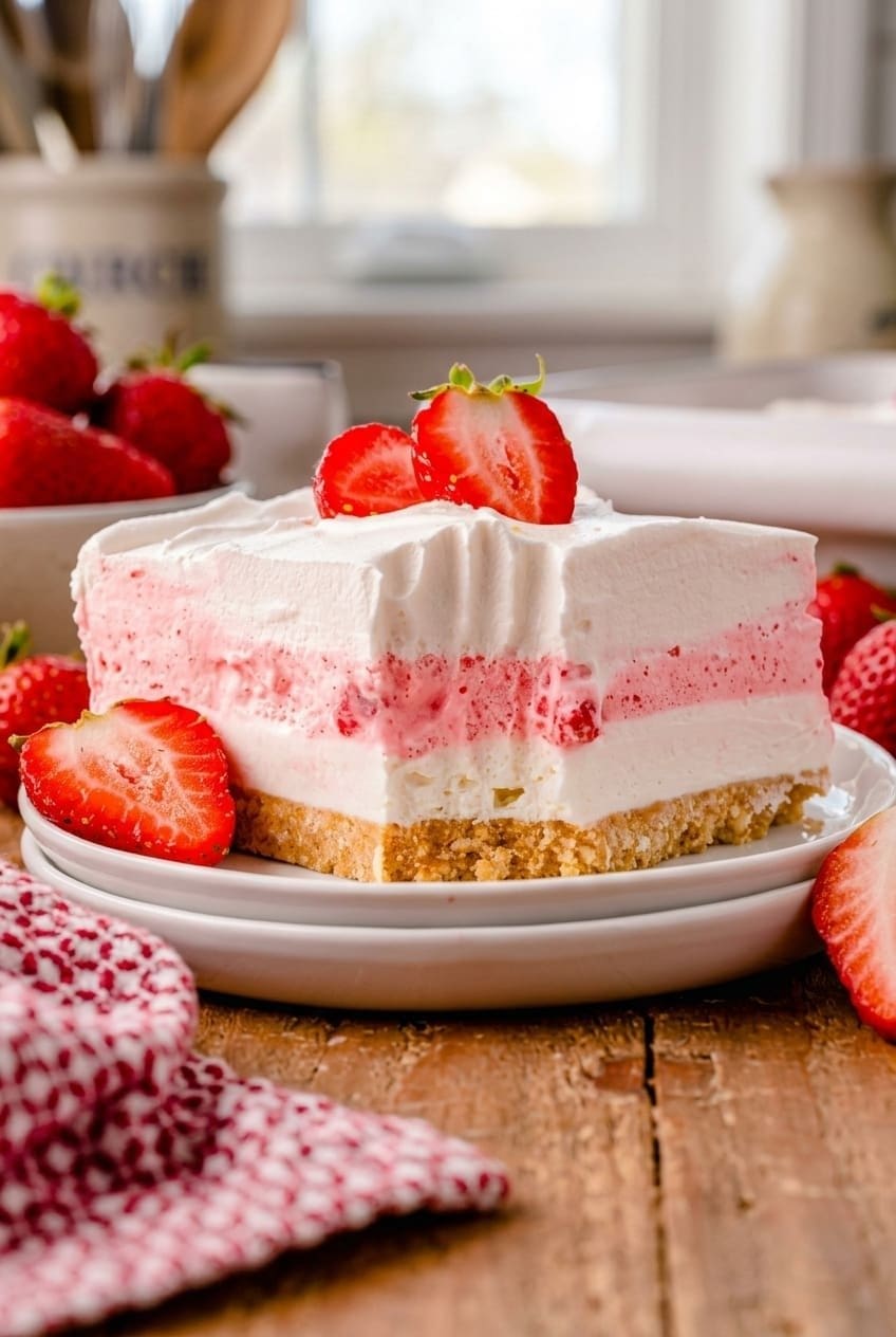 No Bake Strawberry Cheesecake Lasagna Recipe 6 Strawberry Lasagna